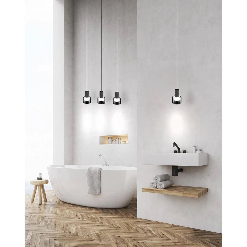 Eglo Molineros 28 pulgadas W x 8,2 pulgadas. Colgante isla cocina negra H 3 luces Foto 3 de 4