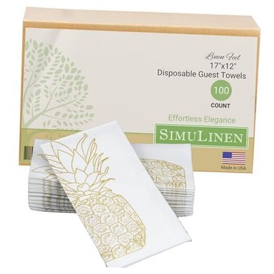  GOLD Pineapple - Disposable Napkins for Bathroom, 12'' x 17'' Gold Pineapple