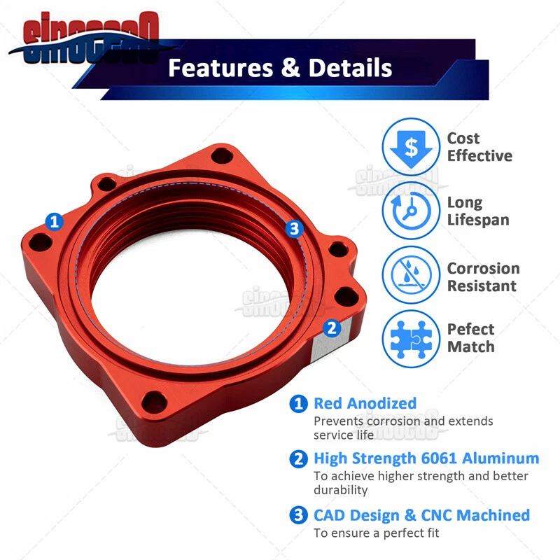 Para Dodge Ram 3500 2009-2022 2023 5,7 L 6,4 L V8 - Espaciador de carrocería del acelerador con junta tórica Foto 4 de 4