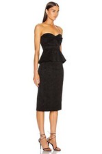 VERONICA BEARD NWT Black Strapless Dress Allyson Silver Zip Midi Party 12