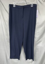 NEW Laura Scott Tummy Control Womens 16 Petite Blue Stretch Pull On Dress Pants