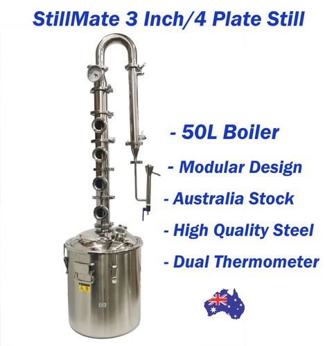 StillMate 50L SS304 3"x4 Plate Micro Distillery Make Moonshine Gin Whisky Bourbo