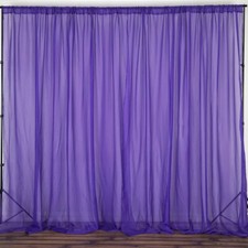 Purple 10 x 10 ft Voile BACKDROP CURTAINS 2 Panels 5x10 ft Party Decorations