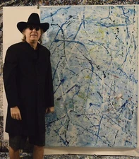 64”X44” Pollock/Richter style canvas painting Acrylic,Abstract, Modern,X Large