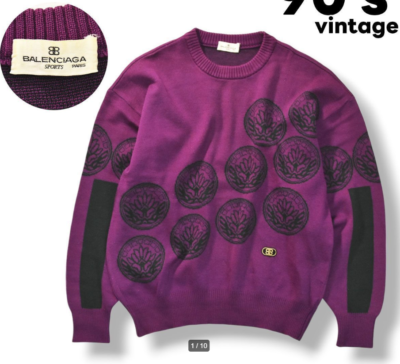 BALENCIAGA 90s Vintage Knit Sweater Purple Size M Rare Used VGC | eBay