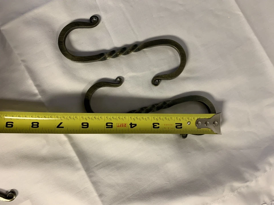 Juego de ganchos S de 2, 6 pulgadas aspecto latón forjado a mano herrero gancho fogata olla Foto 2 de 4