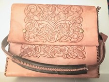 Vintage Mexican Camera Bag hand tooled Leather Rustic, Handmade, Has some damage