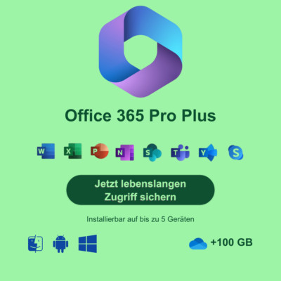 Microsoft Office 365 Pro Plus für 5 Geräte - lebenslanges Konto für Mac Win iOS