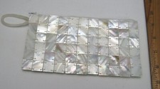 VTG 1950s 60s MOTHER OF PEARL CLUTCH BAG 7 1/4" by 3 3/4" WHITE