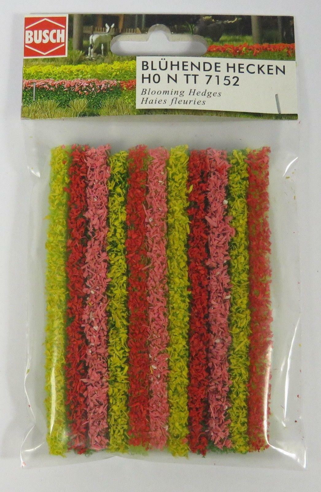 OO / N Gauge BUSCH 7152 Hedge Row 10x Blooming Hedges Model Railway Scenery