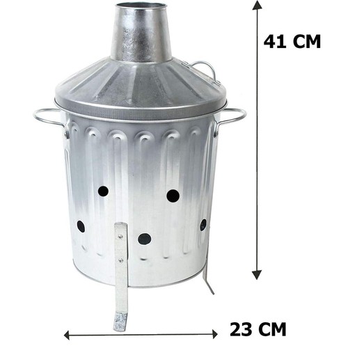 Garden Incinerator Small Fire Bin Galvanised 15L Burning Wood Paper - Picture 3 of 6