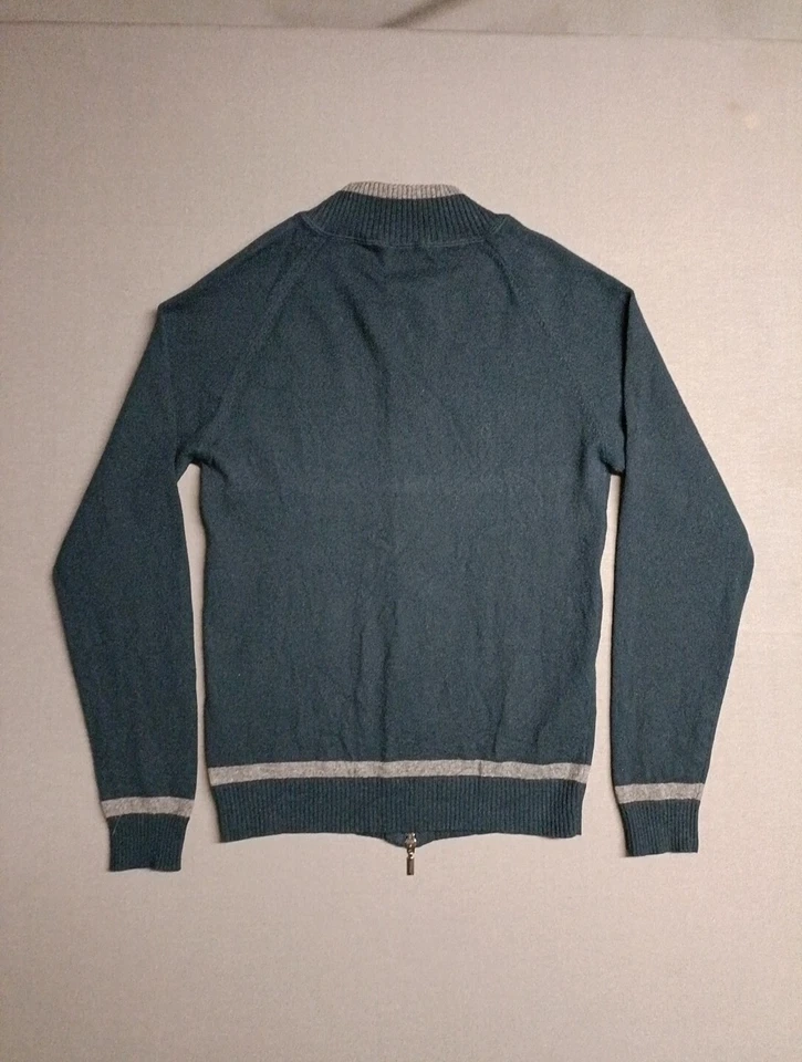 Armani Collezioni Sweater Men's Small S Full Dual Zip Navy Cashmere Blend - Image 4 of 4