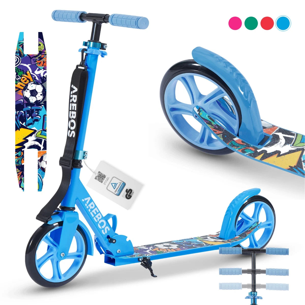 BOPSTER - Trottinette pliable pour enfants et adolescents - 2 roues - de 5 à 14 ans