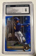 2022 Jackson Chourio 1st Bowman Chrome Prospects BLUE SHIMMER Refractor 131/150 