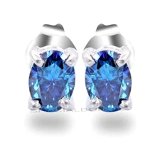 Certified 2.50Ct Blue Diamond Solitaire Studs - Great Shine & Luster! VIDEO