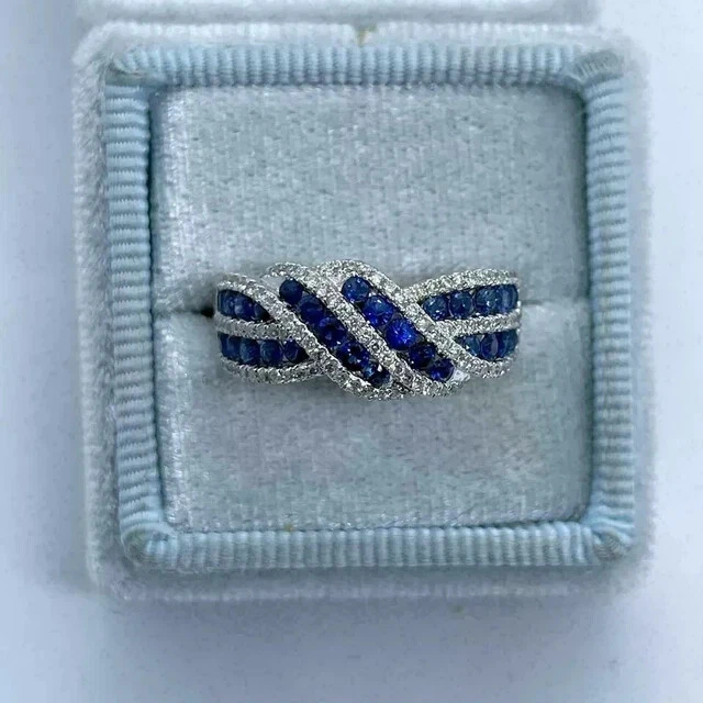 3.00Ct Round Lab-Created Sapphire Women's Engagement Ring 14K White Gold Plated - Image 3 of 4