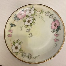 Vohenstrauss Johann Seltmann Bavaria Hand Painted Plate W/Pink White Roses Motif
