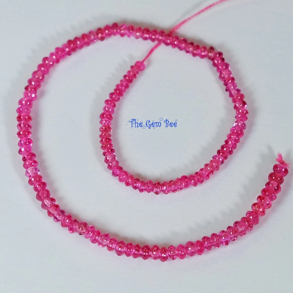 1.8mm-2.5mmPetite Untreated Hot Pink Burmese Jedi Spinel Smooth Rondelle Bead 6" - Image 4 of 4