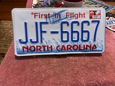 North Carolina License Plate JJF 6667 "First In Flight" March 2022