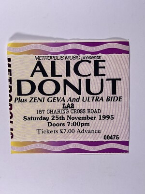 Alice Donut Konzertticket Original The Garage London 25. November 1995