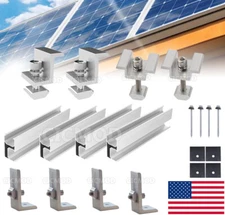 Universal Solar Panel Mounting Fixing Kit Rail Brackets End/Mid Clamp 30mm/35mm