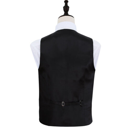 Set gilet e cravatta matrimonio formale bohemien tessuto nero e oro di DQT - Foto 2 di 4