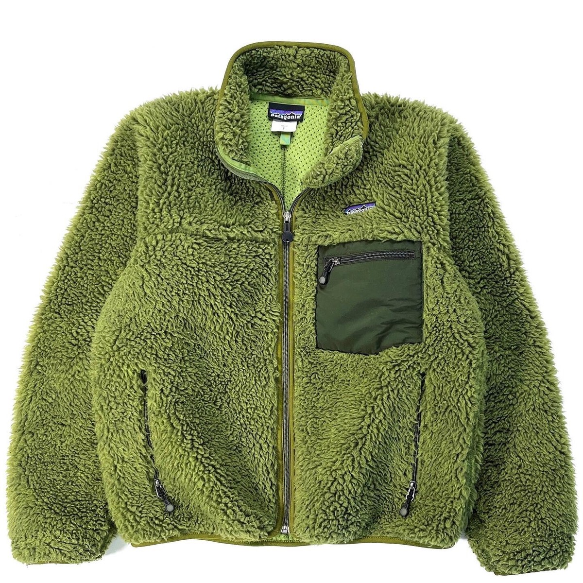 Vintage Patagonia Retro X Deep Pile Fleece Cardigan Jacket Mens S Small Green 04
