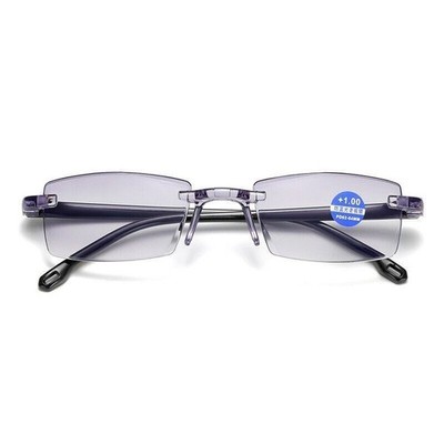 10 Stück Herren-Lesebrille, rechteckig, randlos, blaues Licht blockierend,Unisex