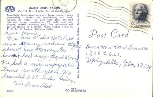 Daphne,AL Malbis Hotel Courts 1968 Baldwin County Alabama Thigpen Photography - Picture 2 of 2