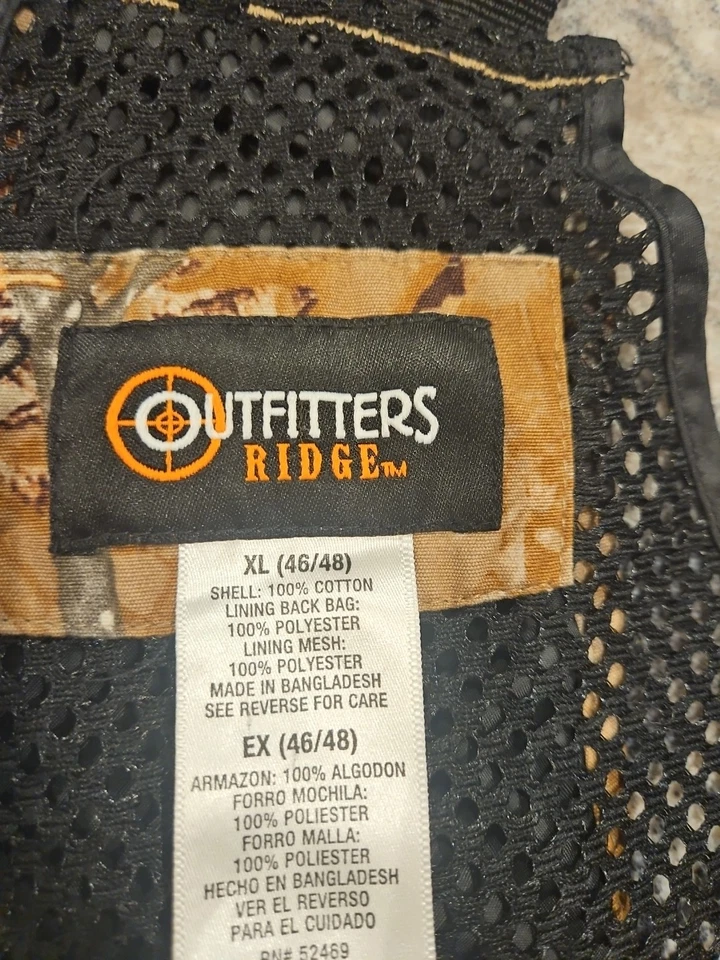 Outfitters Ridge Hunting Vest Mens Size XL Camouflage Fusion 3-D Bird Bag Pouch - Image 2 of 4