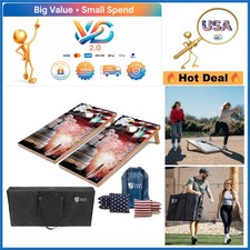 Regulation 4x2 Wood Cornhole Boards Set with 8 Bags  Carrying Case
