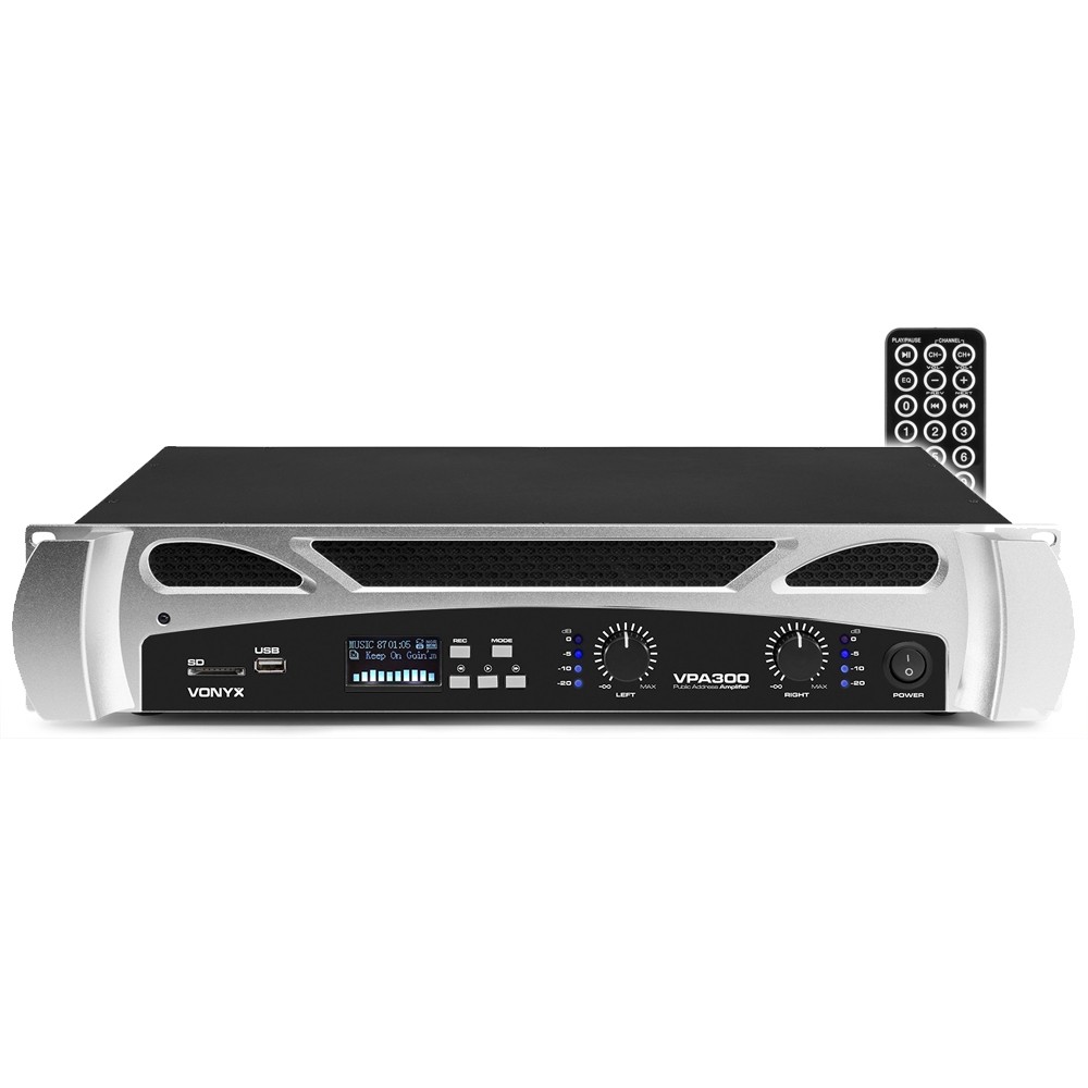 Vonyx VPA300 PA Amplifier 2 x150W with MP3 & Bluetooth Connectivity
