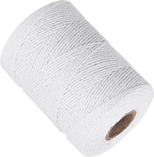 White Cotton Butchers Twine - 656 Feet 2MM Thick String, Natural Garden Gift Wra