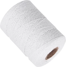 White Cotton Butchers Twine - 656 Feet 2MM Thick String, Natural Garden Gift Wra