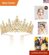 Gorgeous Rhinestone Crown for All Occasions - Size: 2.76" Height, 5" Diameter