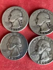 Washington Quarters 90% Silver (Lot Of 4) 1936/1940/1952D/1962D