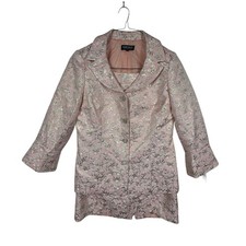 John Mayer Women's 2pc Suit pink Silver white Rhinestone Buttons Size 12