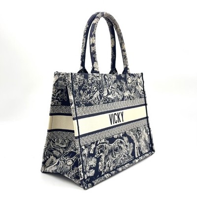 Christian Dior book tote Medium Toile De Jouy reverse embroidery