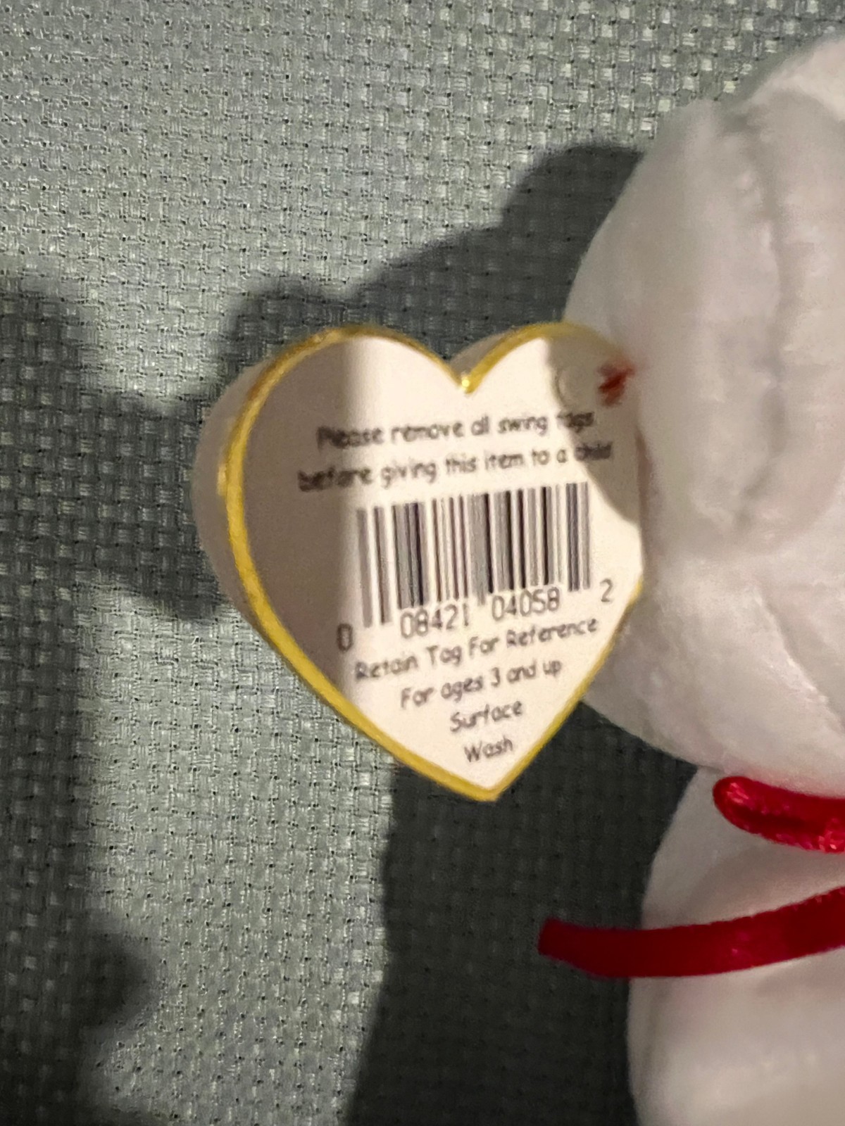 Ty Beanie Babies “Valentino” the White Teddy Bear w/ Heart  1994 thumbnail 6