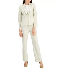 Le Suit Womens One-Button Straight-Leg Pantsu...