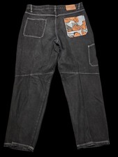 Vintage Platinum FUBU Fat Albert Black Denim Baggy Jeans 38 X 34