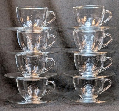 Bodum of France Set of 8 Clear Expresso Cups & Saucers