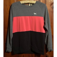 Victoria Secret PINK DOG LOGO COLOR BLOCK Crew Sweatshirt small Rare