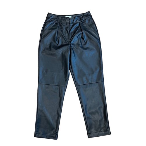 Topshop Black Faux Leather Tapered Pants Womens UK 10 / US 6 Stylish Design