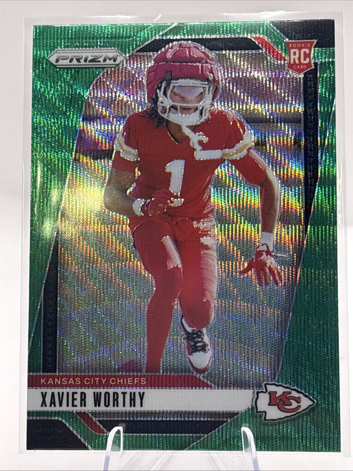 2024 Panini Prizm Xavier Worthy Rookie Card RC Green Wave Prizm #399 - Chiefs