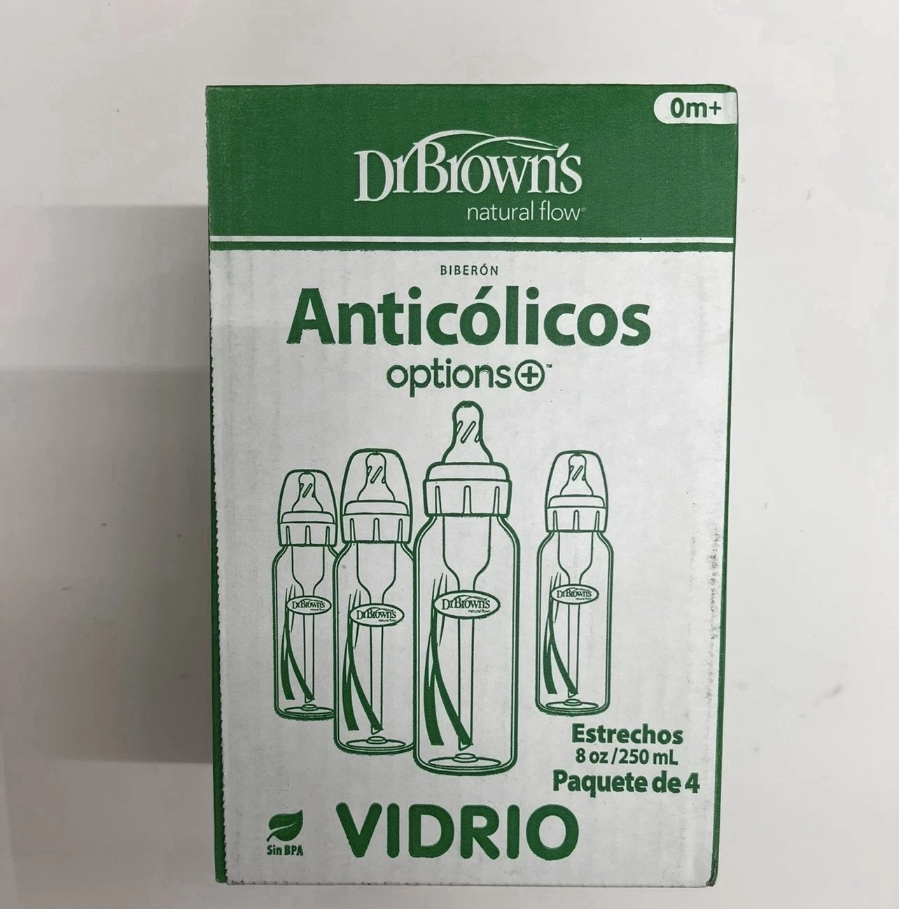 Dr Brown’s Anti-Colic Glass Baby Bottles Narrow 8oz 250ml 4 Pack