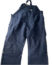 Carhartt Mens Bib Overalls 5XL Firm Duck Insulated OR4393-M Navy Double Knee