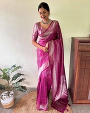 Bollywood Saree Blouse Indian Designer Pakistani Party Wear Woven Jacquard Sari