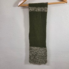 Handmade Unbranded Olive Green Cream Chunky Knit Scarf Colorblock 8x48