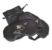 St. Regis Rome Satin Sleep Masks w/ Travel Pouches   Soft Eye Cover Set of 2
